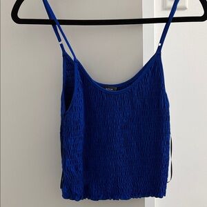 Aqua Cobalt Blue Smocked Spaghetti Strap Cami